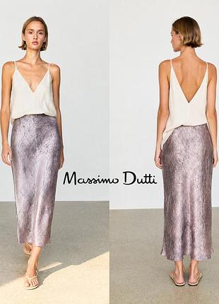 Massimo dutti сатиновая струящаяся длинная юбка