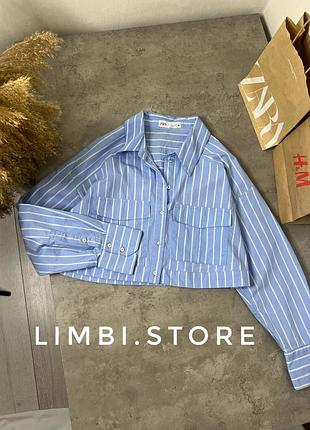 🌷вкорочена сорочка зара у смужку бавовняна блуза рубашка zara в полоску укороченая натуральна котоновая cotton