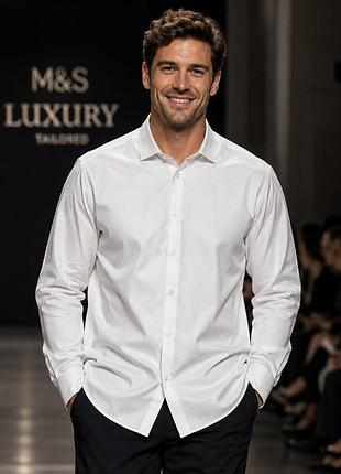 Чоловіча сорочка m&s luxury біла xl бавовна