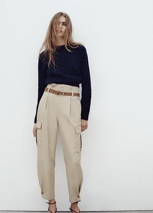 Штани карго жіночі zara бежеві однотонні розмір м