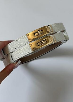 Жіночий ремінь hermes, пасок hermes, жіночий ремень hermes, шкіряний ремінь ермес, ерме, ermes, єрме, білий ремінь з прошивкою з золотою фурнітурою