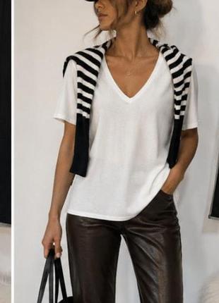 Білий пуловер жіночий zara футболка біла подовжена