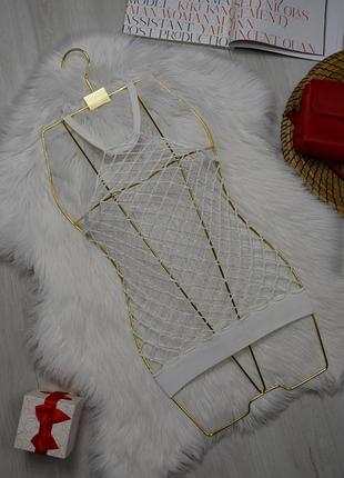 Сетчатый топ golden lady белый, декоративный, festival / beach, one size