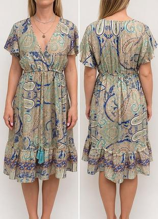 Сукня bigg bull 70% шовк | шовкова сукня з принтом paisley | boho | s/m
