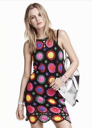 В’язана сукня сітка h&m loves coachella кроше туніка  р. 44-46-48