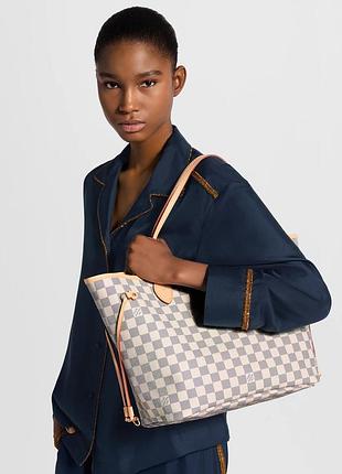 Двостороння сумка-тоут louis vuitton neverfull з оздобленням з натуральної шкіри