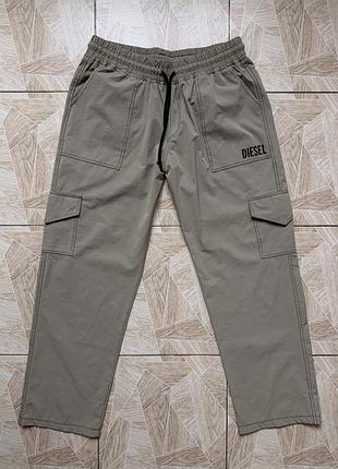Штаны rare diesel cargo jogger pants mens xl beige stretch utility drawstring casual