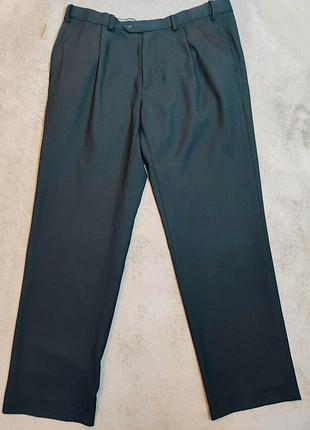 Брюки marks and spencer 50% wool 50% polyester темно-синий navyatch wool blend