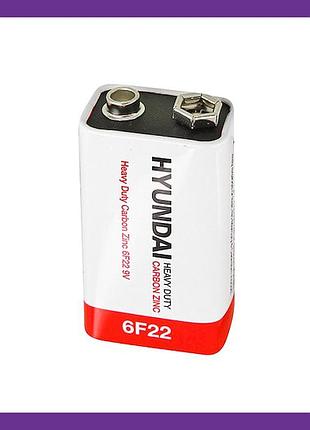 Батарейка солевая hyundai heavy duty 9v крона 6f22 в домашние настенные часы, тестеры и пульты управления