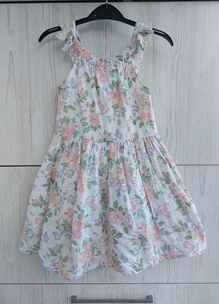Летнее платье m&amp;s лен-коттон для девочки 7-8р