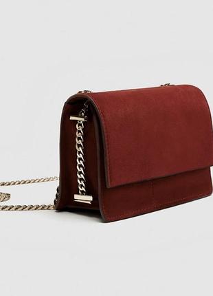 Сумка zara замшева червона