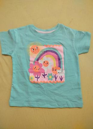 🌈 волшебная детская футболка mango kids "sunny rainbow" с радугой и цветами