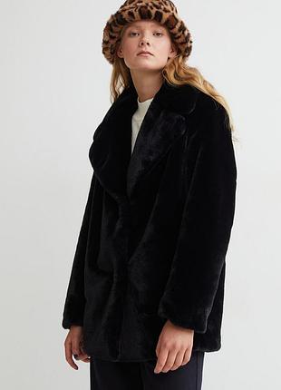 Женская черная шубка из искусственного меха h&amp;m р.xs