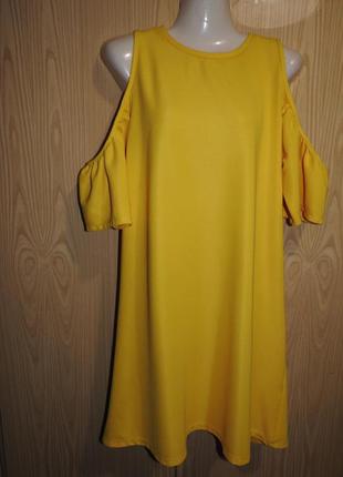 Zara trafaluc желтое платье размер m-l рукав 3/4 с открытыми плечами1 фото