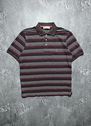 Vintage винтажная футболка поло yves saint laurent ysl сан ларан big logo striped в полоску old money олд мани size m размер м