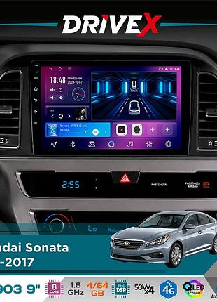 Штатна магнітола для hyundai sonata 2015-2017 drivex se-903 qled 9" android 8-ядерний 4+64гб sim-картка 3g/4g dsp 4x50w(tda7851)
