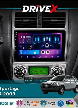 Штатна магнітола для kia sportage 2005-2009 drivex se-903 qled 9" android 8-ядерний 4+64гб sim-картка 3g/4g dsp 4x50w(tda7851)