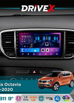 Штатна магнітола для kia sportage (ql) 2015-2018 drivex se-911 4+64гб qled 9" android 4-ядерний 4x50w(tda7851) dsp бездротовий