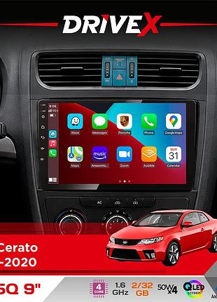 Штатна магнітола для kia cerato 2012-2020 drivex un5 qled 9" android 4-ядерний 2+32гб 4x45w бездротовий carplay та androidauto