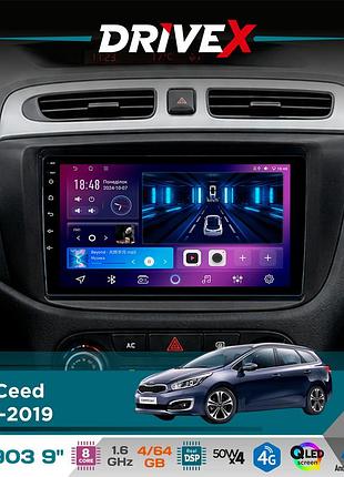 Штатна магнітола для kia ceed 2012-2019 drivex se-903 qled 9" android 8-ядерний 4+64гб sim-картка 3g/4g dsp 4x50w(tda7851)