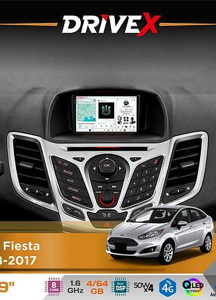 Штатна магнітола для ford fiesta 2008-2017 drivex s4 qled 9" android 8-ядерний 1.6ггц 4x64гб sim-картка 3g/4g tda7851 4x50w dsp