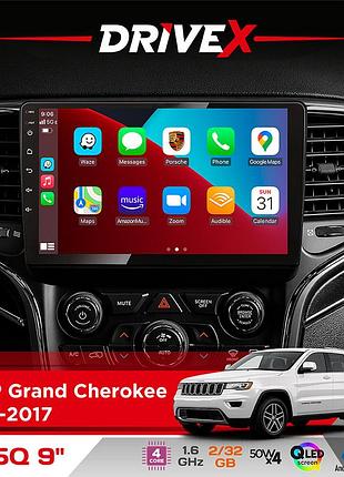 Штатная магнитола для jeep grand cherokee 2013-2017 drivex un5 qled 9" android 4-ядерный 2+32гб 4x45w беспроводной carplay и