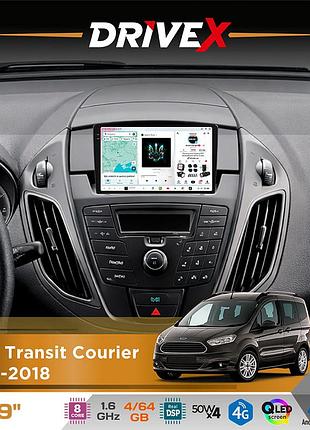 Штатная магнитола для ford transit courier 2014-2018 drivex s4 qled 9" android 8-ядерный 1.6ггц 4x64гб sim-карта 3g/4g tda7851