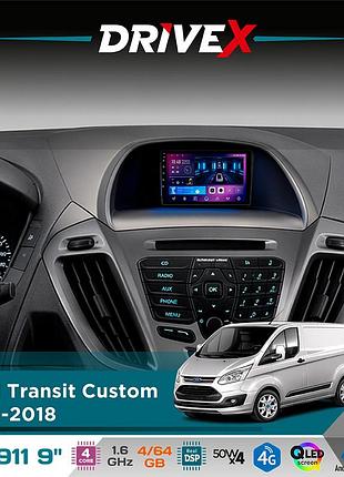 Штатная магнитола для ford transit custom 2012-2018 drivex se-911 4+64гб qled 9" android 4-ядерный 4x50w(tda7851) dsp беспроводной
