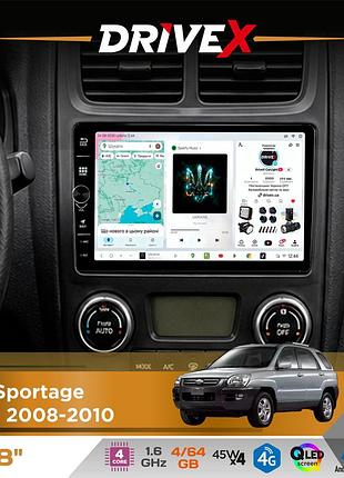 Штатная магнитола для kia sportage (km) 2008-2010 drivex s3 qled 8" с физическими кнопками android 8-ядерный 1.6ггц 4x64гб sim-карта