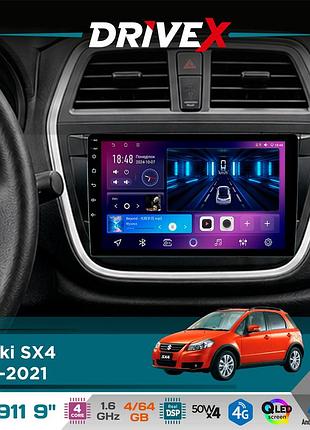 Штатная магнитола для suzuki sx4 2013-2021 drivex se-911 4+64гб qled 9" android 4-ядерный 4x50w(tda7851) dsp беспроводной carplay и