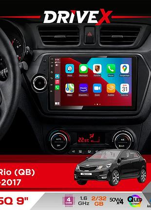 Штатная магнитола для kia rio (qb) 2011-2017 drivex un5 qled 9" android 4-ядерный 2+32гб 4x45w беспроводной carplay и androidauto