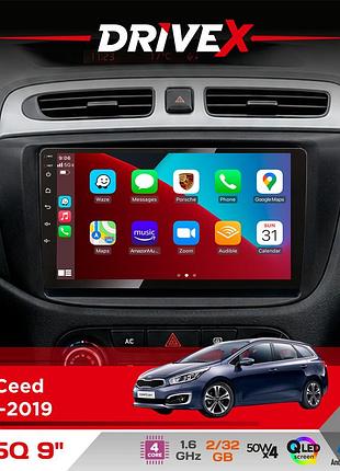 Штатная магнитола для kia ceed 2012-2019 drivex un5 qled 9" android 4-ядерный 2+32гб 4x45w беспроводной carplay и androidauto