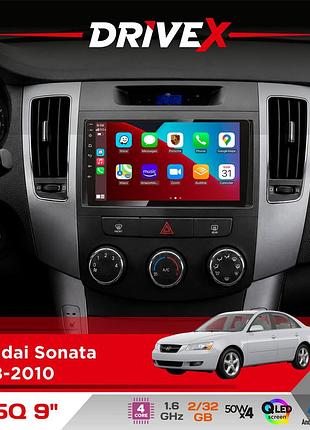 Штатная магнитола для hyundai sonata 2008-2010 drivex un5 qled 9" android 4-ядерный 2+32гб 4x45w беспроводной carplay и androidauto
