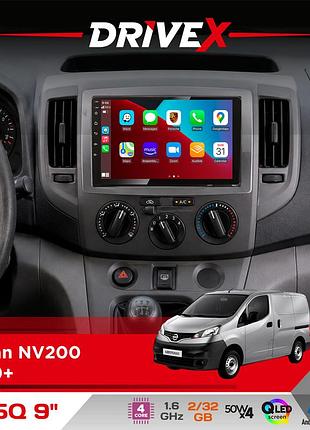 Штатная магнитола для nissan nv200 2009+ drivex un5 qled 9" android 4-ядерный 2+32гб 4x45w беспроводной carplay и androidauto