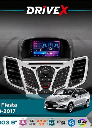 Штатна магнітола для ford fiesta 2008-2017 drivex se-903 qled 9" android 8-ядерний 4+64гб sim-картка 3g/4g dsp 4x50w(tda7851)