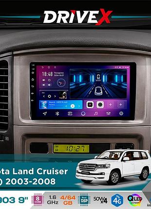 Штатная магнитола для toyota land cruiser (100) 2003-2008 drivex se-903 qled 9" android 8-ядерный 4+64гб sim-карта 3g/4g dsp