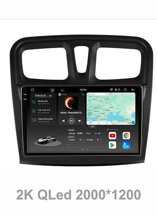 Штатна магнітола soundbox s8 pro 2k-2052 для renault sundero / logan 2012-2019 adas , carplay , 4g , dsp-dts 5.1 , круговий огляд