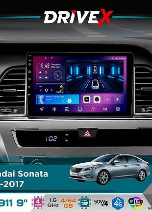 Штатна магнітола для hyundai sonata 2015-2017 drivex se-911 4+64гб qled 9" android 4-ядерний 4x50w(tda7851) dsp бездротовий