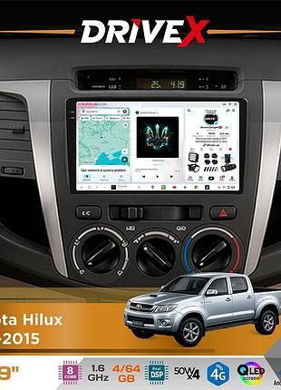 Штатна магнітола для toyota hilux 2011-2015 drivex s4 qled 9" android 8-ядерний 1.6ггц 4x64гб sim-картка 3g/4g tda7851 4x50w dsp