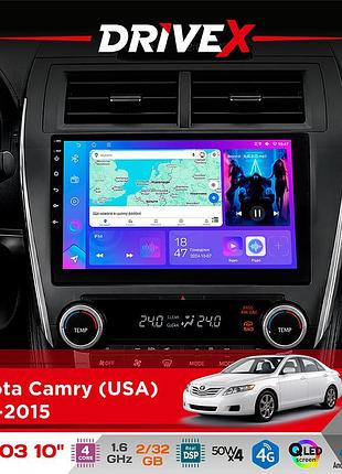 Штатна магнітола для toyota camry (usa) 2011-2015 drivex a-1003 qled 10" android 2+32гб 4-ядерний 4x50w(tda7851) бездротовий