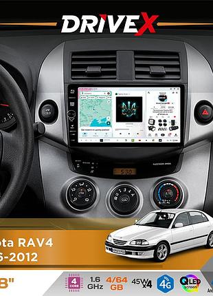 Штатная магнитола для toyota rav4 2006-2012 drivex s3 qled 8" с физическими кнопками android 8-ядерный 1.6ггц 4x64гб sim-карта 3g/4g