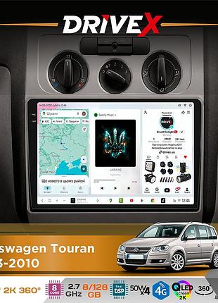 Штатна магнітола для volkswagen touran 2003-2010 drivex s7+ 2k qled 10" android 8-ядерний 2.7ггц 8x128гб sim-картка 3g/4g ak7808