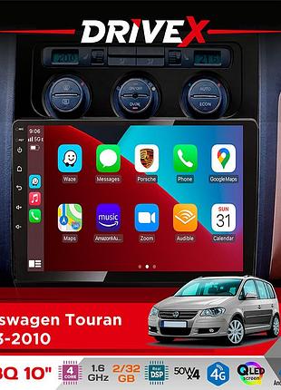 Штатная магнитола для volkswagen touran 2003-2010 drivex un8 qled 10" android 4-ядерный 2x32гб 4x45w беспроводной carplay и