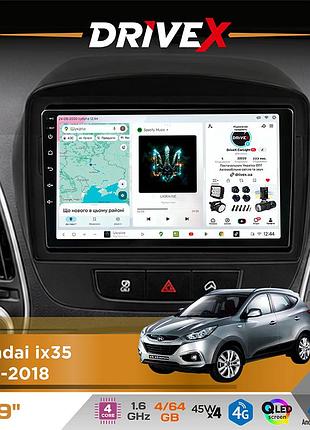 Штатна магнітола для hyundai ix35 2010-2018 drivex s3 qled 9" android 8-ядерний 1.6ггц 4x64гб sim-картка 3g/4g 7388 4x45w asp