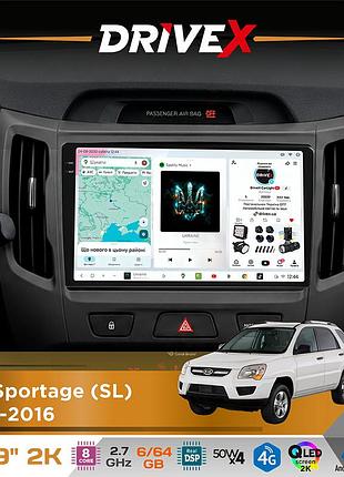 Штатна магнітола для kia sportage (sl) 2010-2016 drivex s7 2k qled 9" android 8-ядерний 2.7ггц 6x64гб sim-картка 3g/4g ak7808 ab