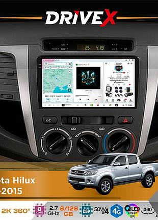 Штатна магнітола для toyota hilux 2011-2015 drivex s7+ 2k qled 9" android 8-ядерний 2.7ггц 8x128гб sim-картка 3g/4g ak7808 ab