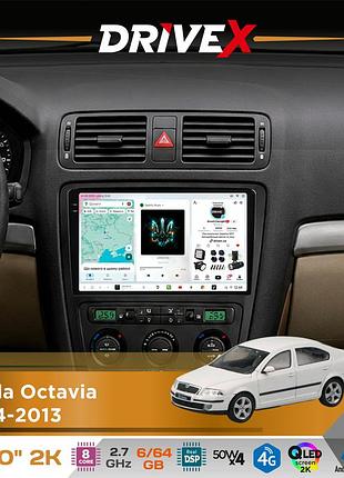 Штатна магнітола для skoda octavia 2004-2013 drivex s7 2k qled 10" android 8-ядерний 2.7ггц 6x64гб sim-картка 3g/4g ak7808 ab