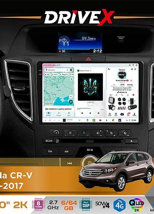 Штатна магнітола для honda cr-v 2012-2017 drivex s7 2k qled 10" android 8-ядерний 2.7ггц 6x64гб sim-картка 3g/4g ak7808 ab 4x50w