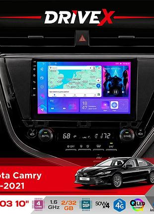 Штатная магнитола для toyota camry 2018-2021 drivex a-1003 qled 10" android 2+32гб 4-ядерный 4x50w(tda7851) беспроводной carplay и