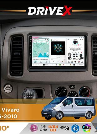 Штатна магнітола для nissan primastar 2006-2014 drivex s3 qled 10" android 8-ядерний 1.6ггц 4x64гб sim-картка 3g/4g 7388 4x45w asp